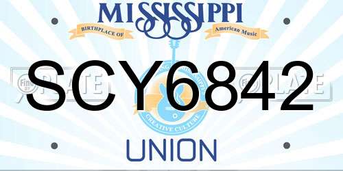 SCY6842 Mississippi License Plate