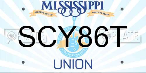 SCY86T Mississippi License Plate