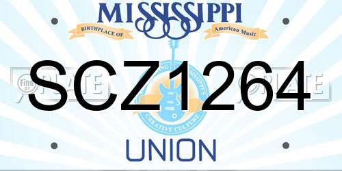 SCZ1264 Mississippi License Plate