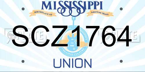 SCZ1764 Mississippi License Plate