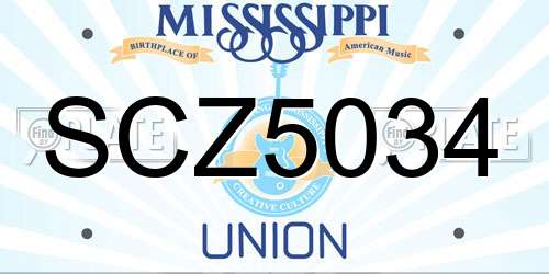 SCZ5034 Mississippi License Plate