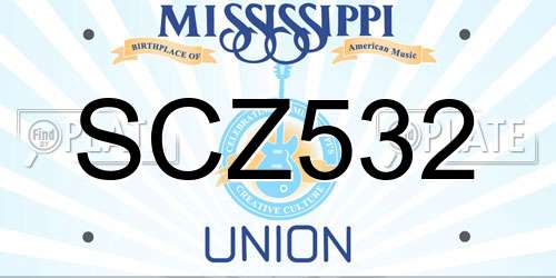 SCZ532 Mississippi License Plate