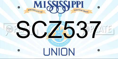 SCZ537 Mississippi License Plate