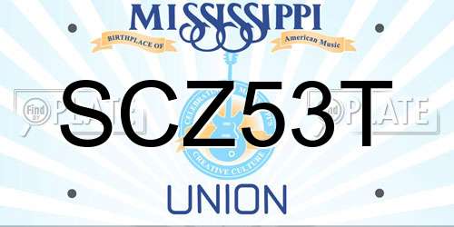 SCZ53T Mississippi License Plate