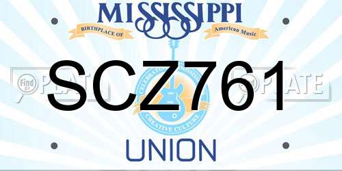 SCZ761 Mississippi License Plate