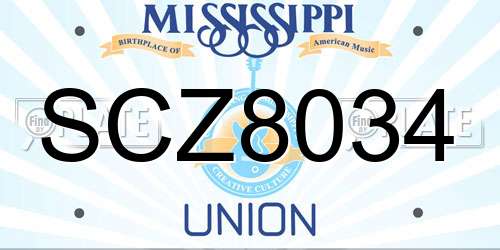 SCZ8034 Mississippi License Plate