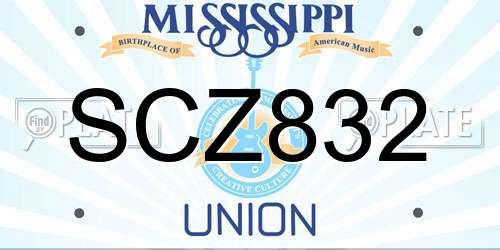 SCZ832 Mississippi License Plate