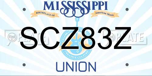 SCZ83Z Mississippi License Plate