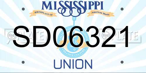 SD06321 Mississippi License Plate