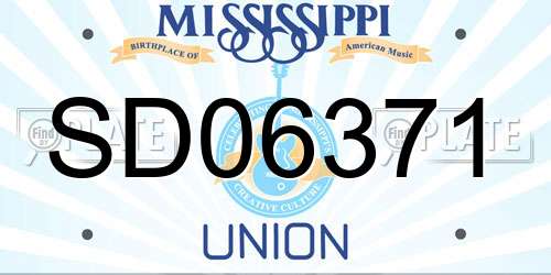 SD06371 Mississippi License Plate
