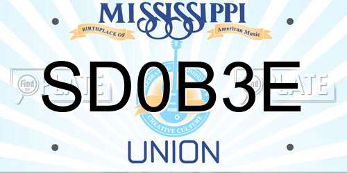 SD0B3E Mississippi License Plate