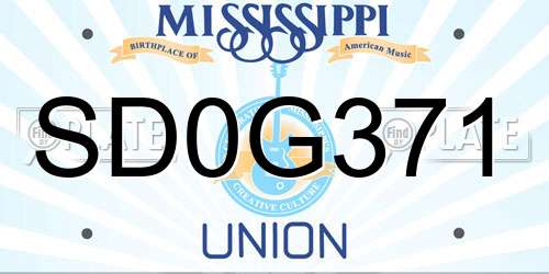SD0G371 Mississippi License Plate
