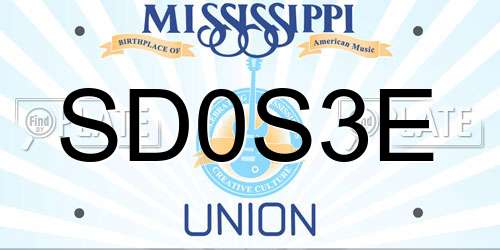 SD0S3E Mississippi License Plate