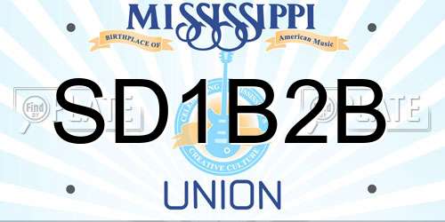SD1B2B Mississippi License Plate