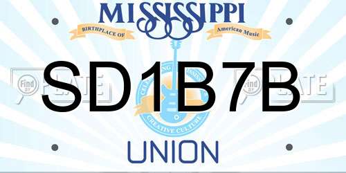 SD1B7B Mississippi License Plate
