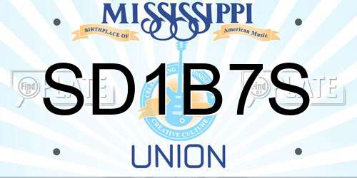 SD1B7S Mississippi License Plate