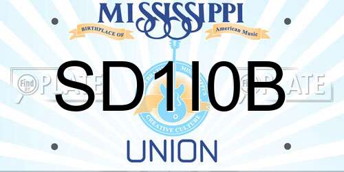 SD1I0B Mississippi License Plate