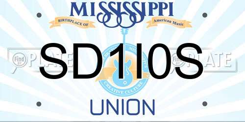 SD1I0S Mississippi License Plate