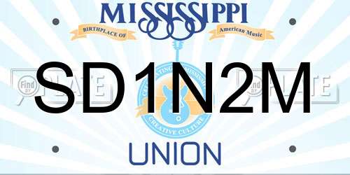 SD1N2M Mississippi License Plate