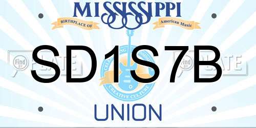 SD1S7B Mississippi License Plate
