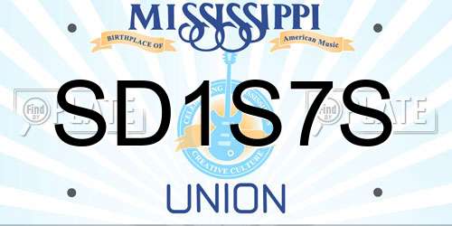 SD1S7S Mississippi License Plate