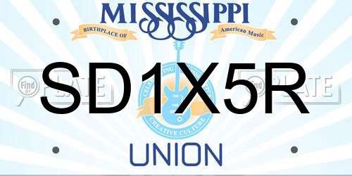 SD1X5R Mississippi License Plate