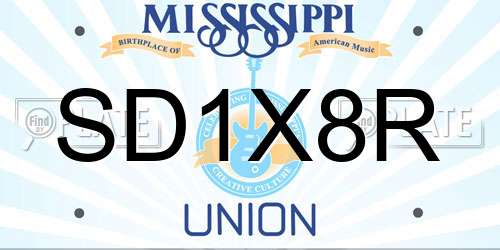 SD1X8R Mississippi License Plate