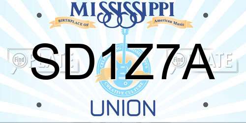 SD1Z7A Mississippi License Plate