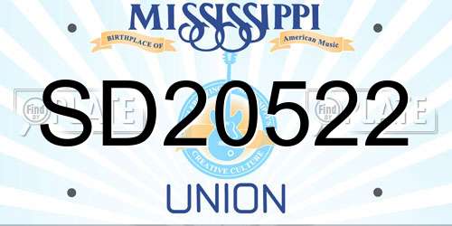 SD20522 Mississippi License Plate