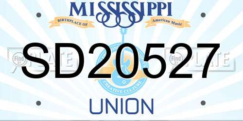 SD20527 Mississippi License Plate