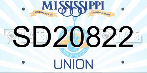 SD20822 Mississippi License Plate