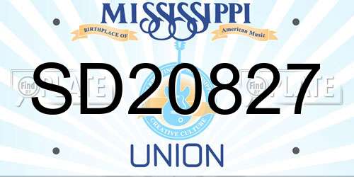 SD20827 Mississippi License Plate