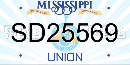 SD25569 Mississippi License Plate