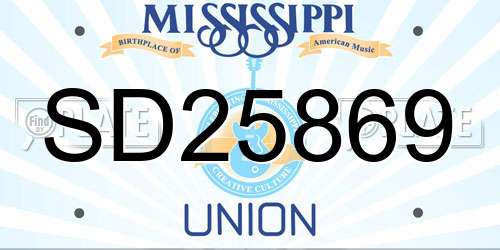 SD25869 Mississippi License Plate