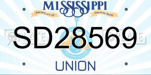 SD28569 Mississippi License Plate