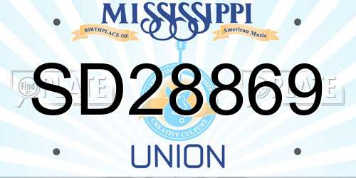 SD28869 Mississippi License Plate