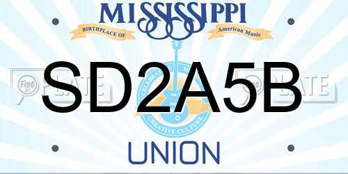 SD2A5B Mississippi License Plate