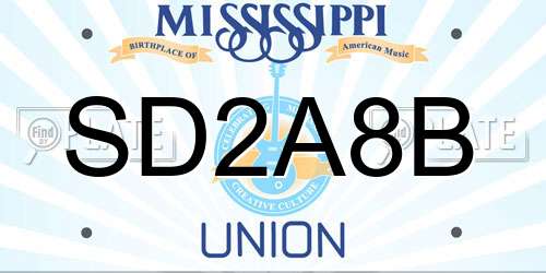 SD2A8B Mississippi License Plate