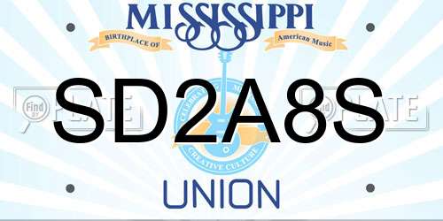 SD2A8S Mississippi License Plate
