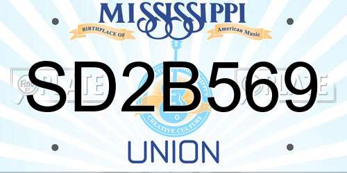SD2B569 Mississippi License Plate