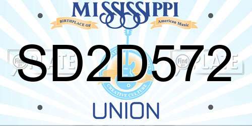 SD2D572 Mississippi License Plate