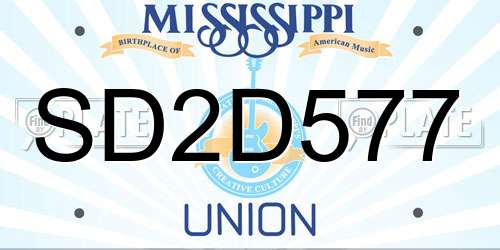 SD2D577 Mississippi License Plate