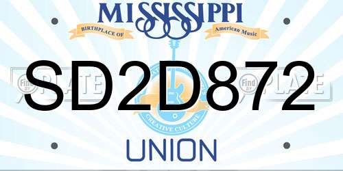 SD2D872 Mississippi License Plate