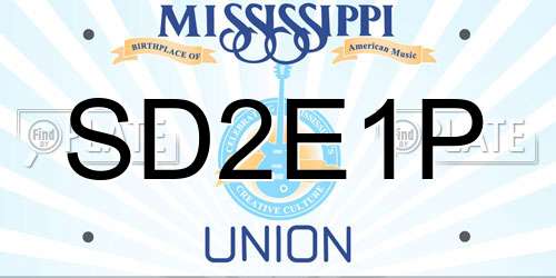 SD2E1P Mississippi License Plate