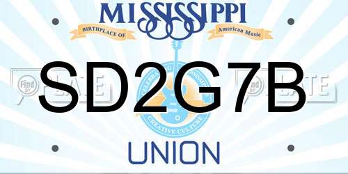 SD2G7B Mississippi License Plate