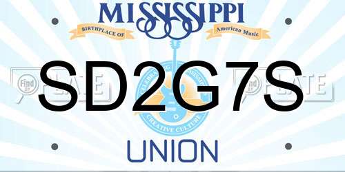 SD2G7S Mississippi License Plate