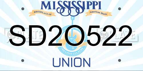 SD2O522 Mississippi License Plate