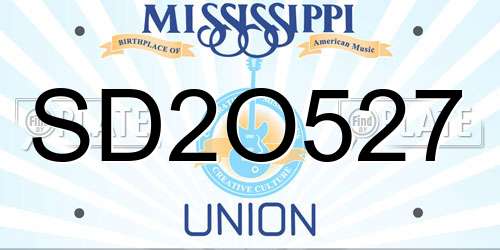 SD2O527 Mississippi License Plate