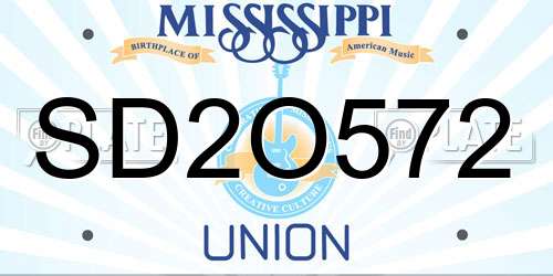 SD2O572 Mississippi License Plate
