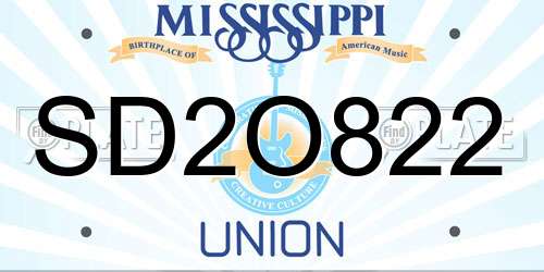 SD2O822 Mississippi License Plate